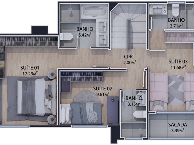 Sobrado com 172m² 3 quartos e 5 banheiros, à venda, no bairro São Lourenço em Curitiba