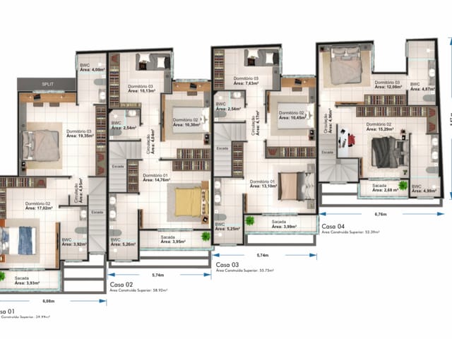 Sobrado com 137m² 3 quartos e 3 banheiros, à venda, no bairro Pereque  em Porto Belo