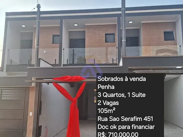 Sobrado 3 quartos e 1 banheiro, à venda, no bairro Penha de França em São Paulo