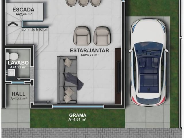 Sobrado com 110m² 4 quartos e 5 banheiros, à venda, no bairro Água Verde em Curitiba