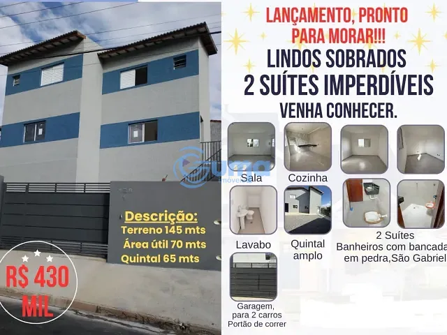 Sobrado com 145m² 2 quartos e 3 banheiros, à venda, no bairro Jardim São Miguel em Bragança Paulista