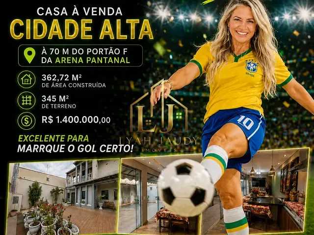 Sobrado com 349m² 5 quartos e 5 banheiros, à venda, no bairro Cidade Alta em Cuiabá