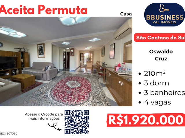 Sobrado com 210m² 3 quartos e 1 banheiro, à venda, no bairro Osvaldo Cruz em São Caetano do Sul