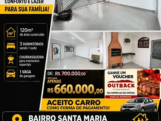 Sobrado com 150m² 3 quartos e 2 banheiros, à venda, no bairro Santa Paula em São Caetano do Sul