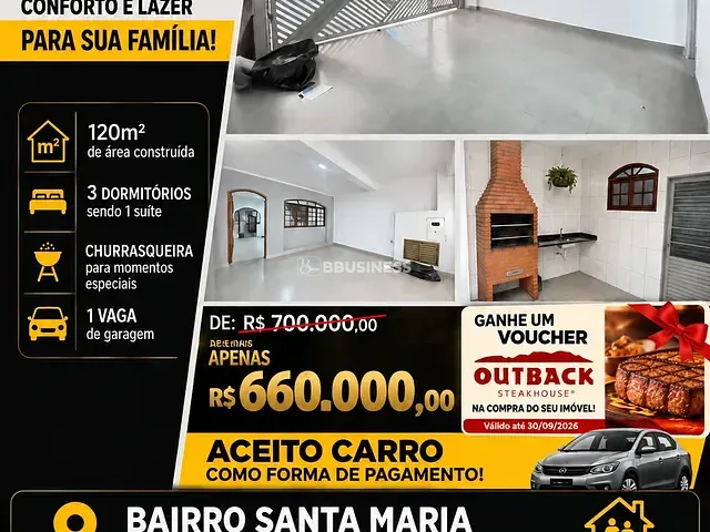 Sobrado com 150m² 3 quartos e 2 banheiros, à venda, no bairro Santa Paula em São Caetano do Sul