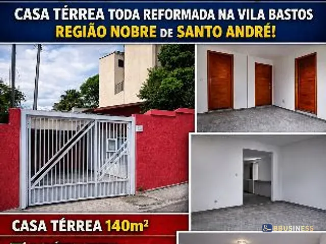Sobrado com 130m² 2 quartos e 3 banheiros, à venda, no bairro Vila Bastos em Santo André