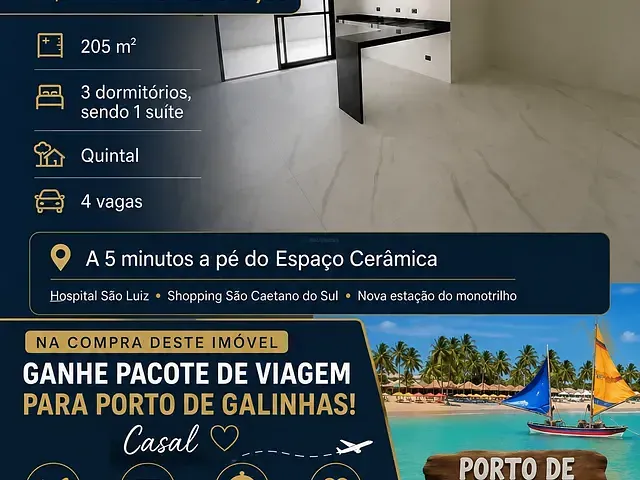 Sobrado com 205m² 3 quartos e 4 banheiros, à venda, no bairro Cerâmica em São Caetano do Sul