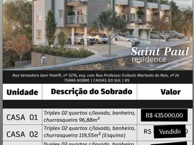 Sobrado 2 quartos e 1 banheiro, à venda, no bairro São Virgílio em Caxias do Sul