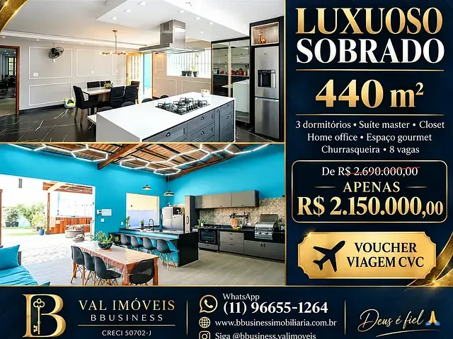 Sobrado 3 quartos e 4 banheiros, à venda, no bairro Osvaldo Cruz em São Caetano do Sul
