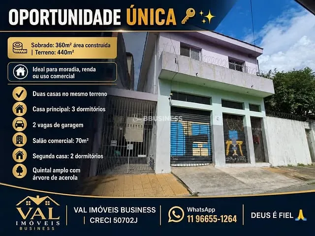 Sobrado com 440m² 5 quartos e 3 banheiros, à venda, no bairro Boa Vista em São Caetano do Sul