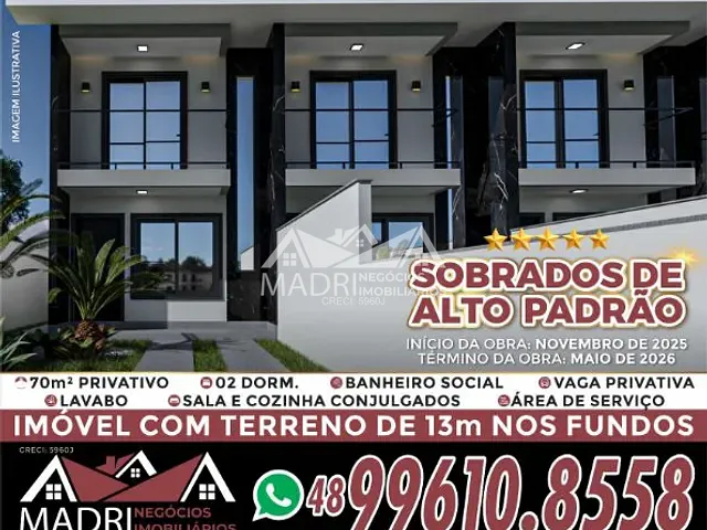 Sobrado 2 quartos e 1 banheiro, à venda, no bairro Ponte do Imaruim em Palhoça