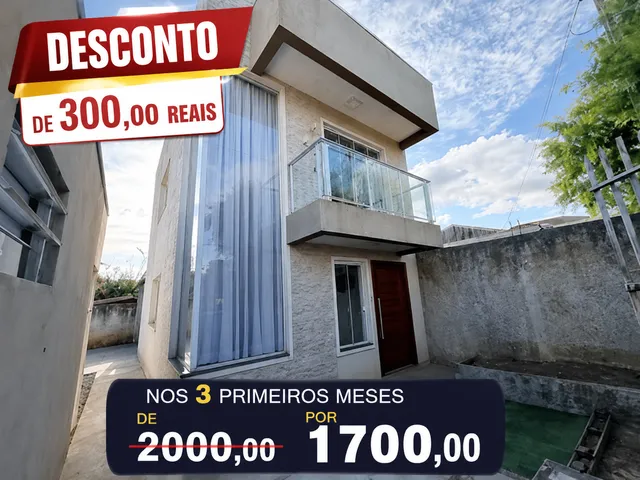 **DESCONTO DE 300,00 REAIS NOS 3 PRIMEIROS MESES ** Locação - Sobrado com 2 quartos, 2 vagas de garagem, 100 m², Periquitos - Chapada, Ponta Grossa.