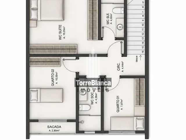 Sobrado com 136m² 3 quartos e 3 banheiros, à venda, no bairro Uvaranas em Ponta Grossa
