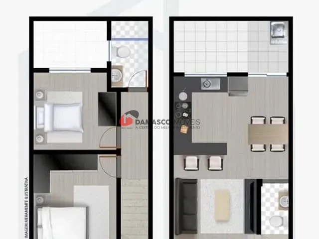Sobrado com 70m² 2 quartos e 1 banheiro, à venda, no bairro Parque Ouro Fino em Sorocaba