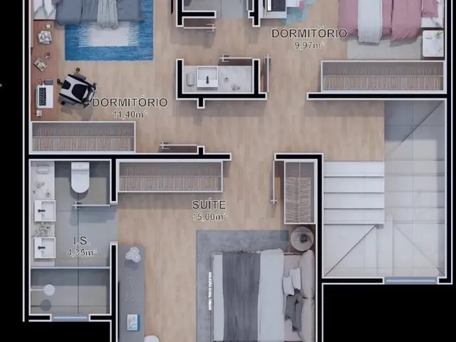 Sobrado 3 quartos e 6 banheiros, à venda, no bairro Mercês em Curitiba