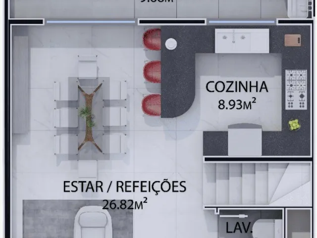 Sobrado 3 quartos e 4 banheiros, à venda, no bairro São Lourenço em Curitiba