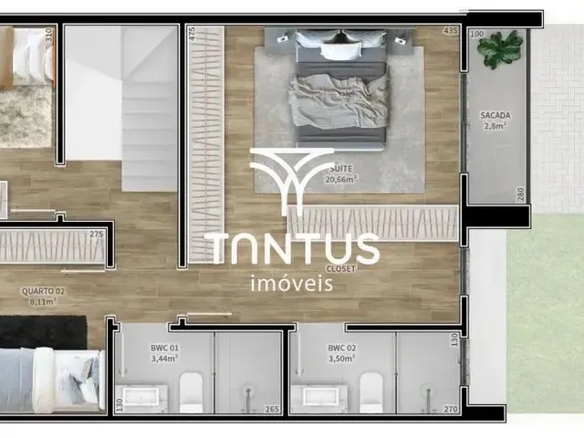 Sobrado com 101m² 3 quartos e 3 banheiros, à venda, no bairro Capão Raso em Curitiba