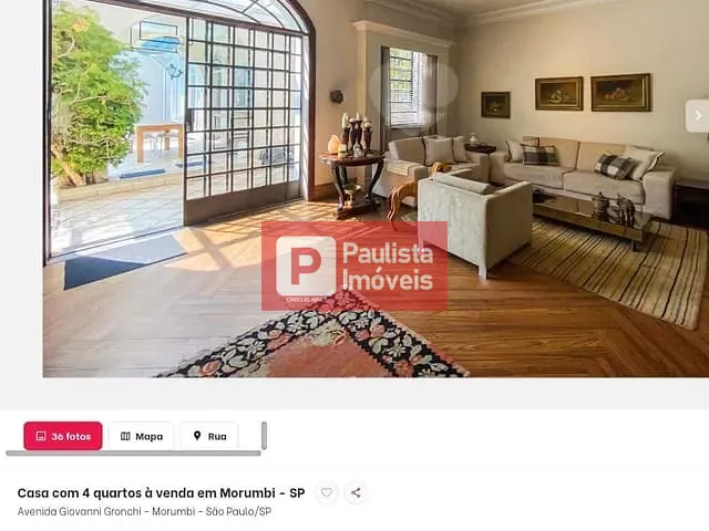Sobrado com 507m² 4 quartos e 6 banheiros, à venda, no bairro Morumbi em São Paulo
