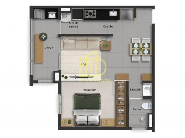 Studio 1 quarto e 1 banheiro, à venda, no bairro Jardim Guarujá em Sorocaba