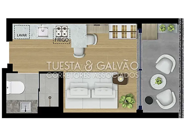 Apartamento com 19m² 1 quarto e 1 banheiro, à venda, no bairro Centro em Curitiba