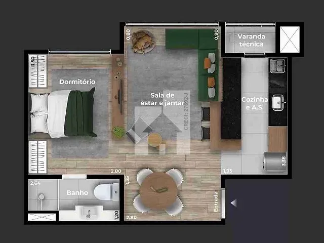 Studio 1 quarto e 1 banheiro, à venda, no bairro Jardim Paris em Jundiaí