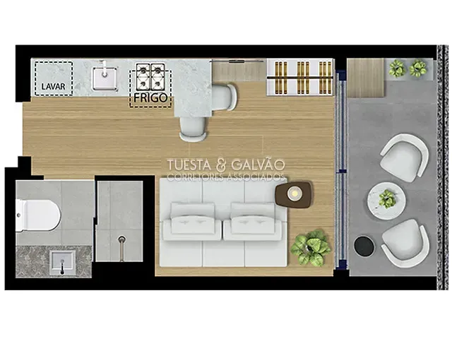 Apartamento com 19m² 1 quarto e 1 banheiro, à venda, no bairro Centro em Curitiba