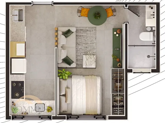 Studio com 27m² 1 quarto e 1 banheiro, à venda, no bairro Iguaçu em Ipatinga