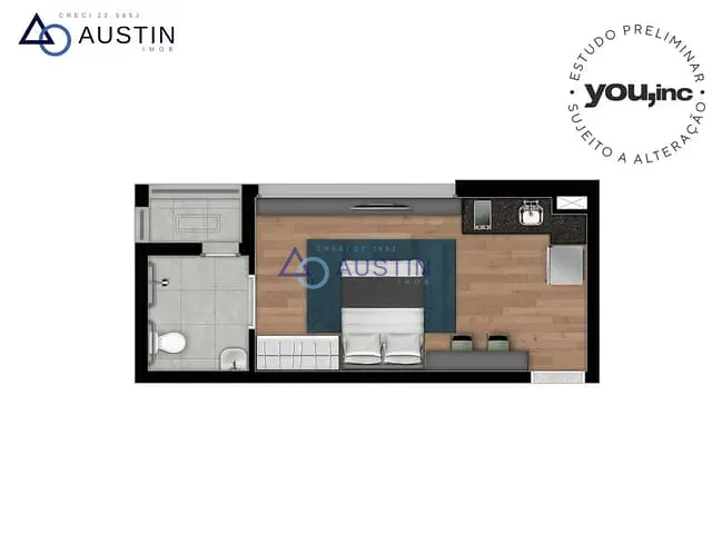 Studio com 25m² 1 quarto e 1 banheiro, à venda, no bairro Pinheiros em São Paulo