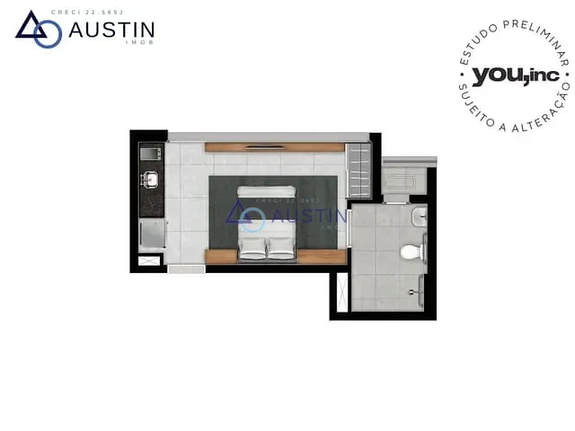 Studio com 25m² 1 quarto e 1 banheiro, à venda, no bairro Pinheiros em São Paulo