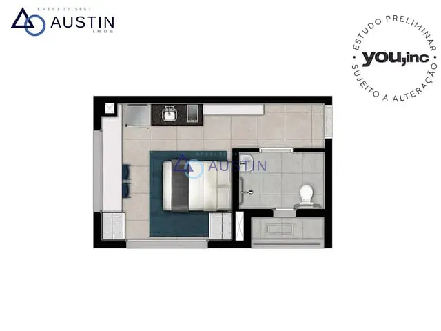 Studio com 25m² 1 quarto e 1 banheiro, à venda, no bairro Pinheiros em São Paulo