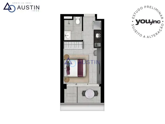 Studio com 25m² 1 quarto e 1 banheiro, à venda, no bairro Pinheiros em São Paulo