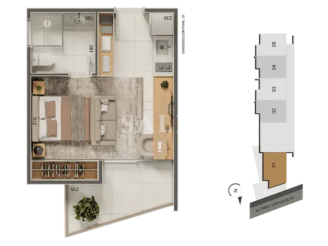 Studio com 27m² 1 quarto e 1 banheiro, à venda, no bairro São Pedro em Juiz de Fora