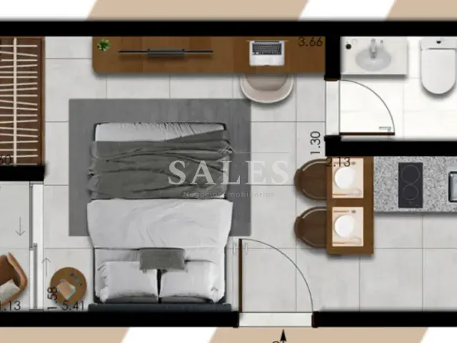 Studio com 22m² 1 quarto e 1 banheiro, à venda, no bairro Mariano Procópio em Juiz de Fora