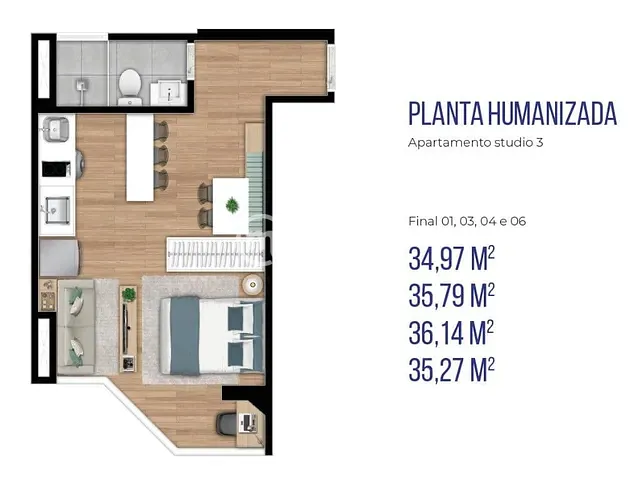 Apartamento com 36m² 1 quarto e 1 banheiro, à venda, no bairro Centro em Campinas