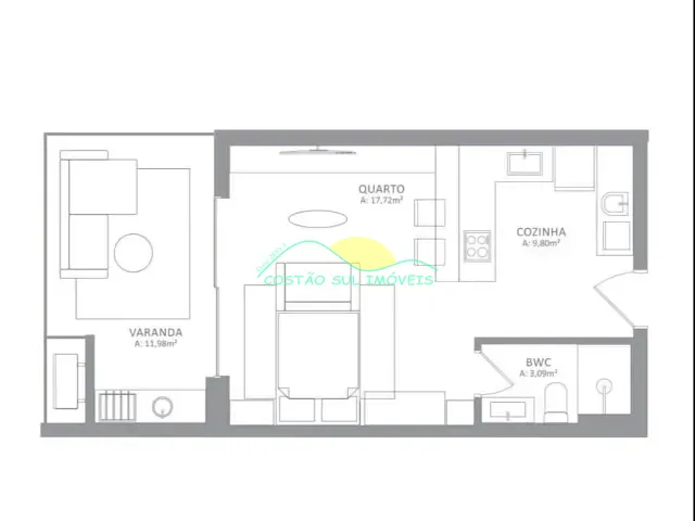 Studio 1 quarto e 1 banheiro, à venda, no bairro Campeche em Florianópolis