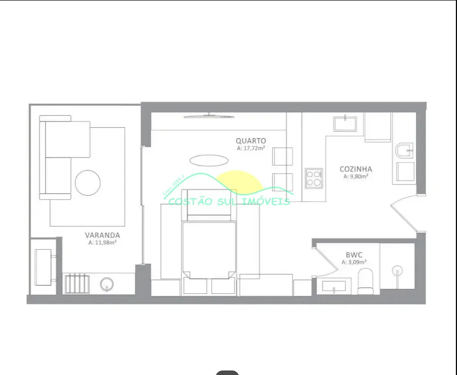 Apartamento, 1 quarto, 42 m² - Foto 3