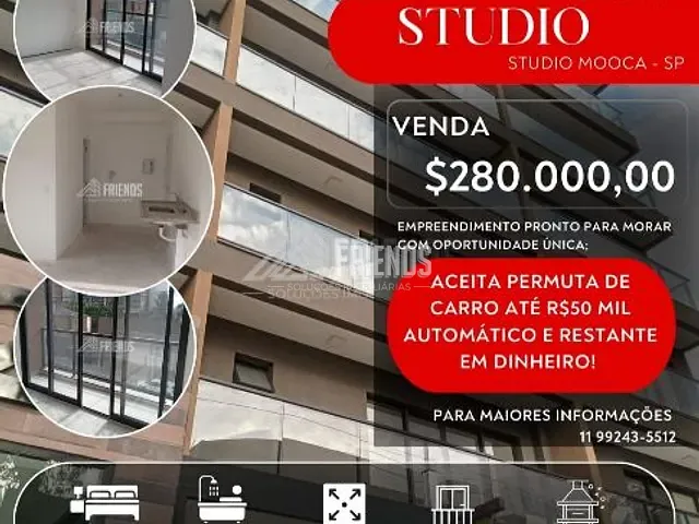 Studio com 27m² 1 quarto e 1 banheiro, à venda, no bairro Mooca em São Paulo