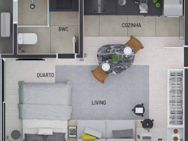 Studio 1 quarto e 1 banheiro, à venda, no bairro Campo Comprido em Curitiba