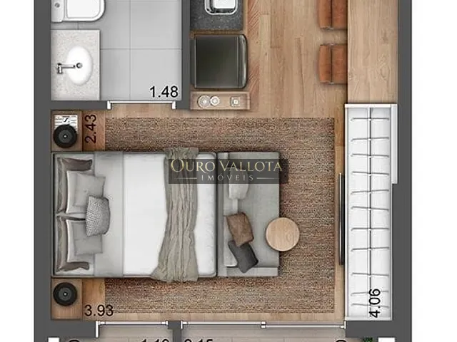 Studio 1 quarto e 1 banheiro, à venda, no bairro Brooklin Paulista em São Paulo