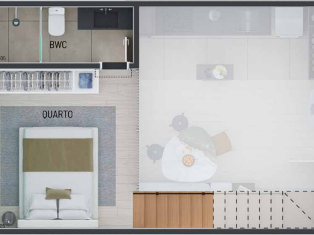 Studio com 55m² 1 quarto e 2 banheiros, à venda, no bairro Campo Comprido em Curitiba