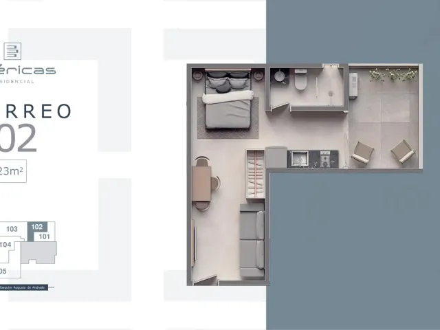 Studio com 42m² 1 quarto e 1 banheiro, à venda, no bairro Jardim das Américas em Curitiba