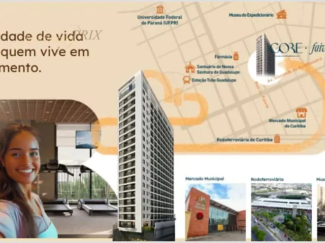 Studio 1 quarto e 1 banheiro, à venda, no bairro Centro em Curitiba