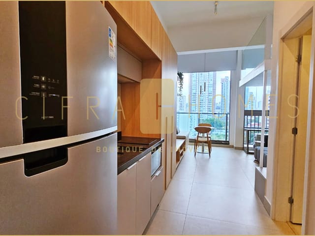 Foto do Studio - Studio mobiliado para locação, com 29m², mezanino, ar condicionado e vista incrível em localização privilegiada. | Cifra Homes