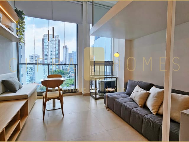 Foto do Studio - Studio mobiliado para locação, com 29m², mezanino, ar condicionado e vista incrível em localização privilegiada. | Cifra Homes