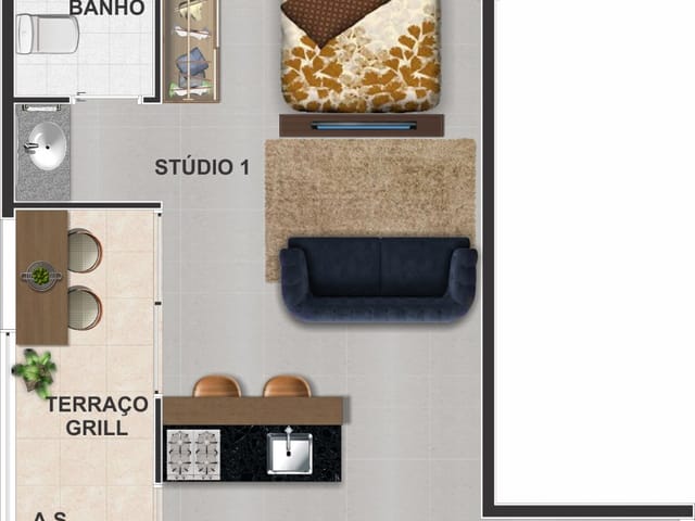 Foto do Studio - Studio à venda no VIA MONTEIRO com 36m² com sacada, vaga de garagem e lazer completo, Macedo, Guarulhos, SP | Willians Meda Imobiliária