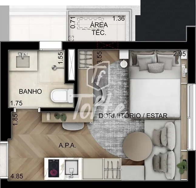 Apartamento, 1 quarto, 21 m² - Foto 10