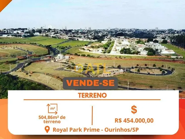 Terreno com 505m², à venda, no bairro  Royal Park Prime em Ourinhos