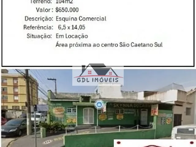 Terreno com 104m², à venda, no bairro Santa Paula em São Caetano do Sul
