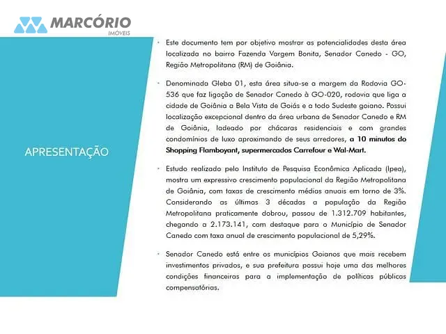 Terreno com 30539m², à venda, no bairro Fazenda Vargem Bonita em Senador Canedo