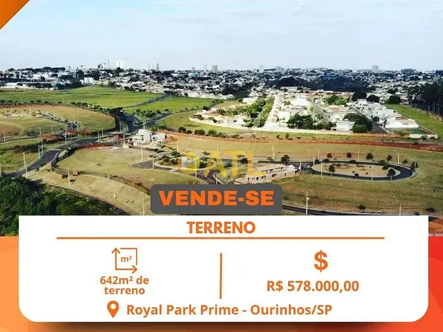 Terreno com 642m², à venda, no bairro  Royal Park Prime em Ourinhos